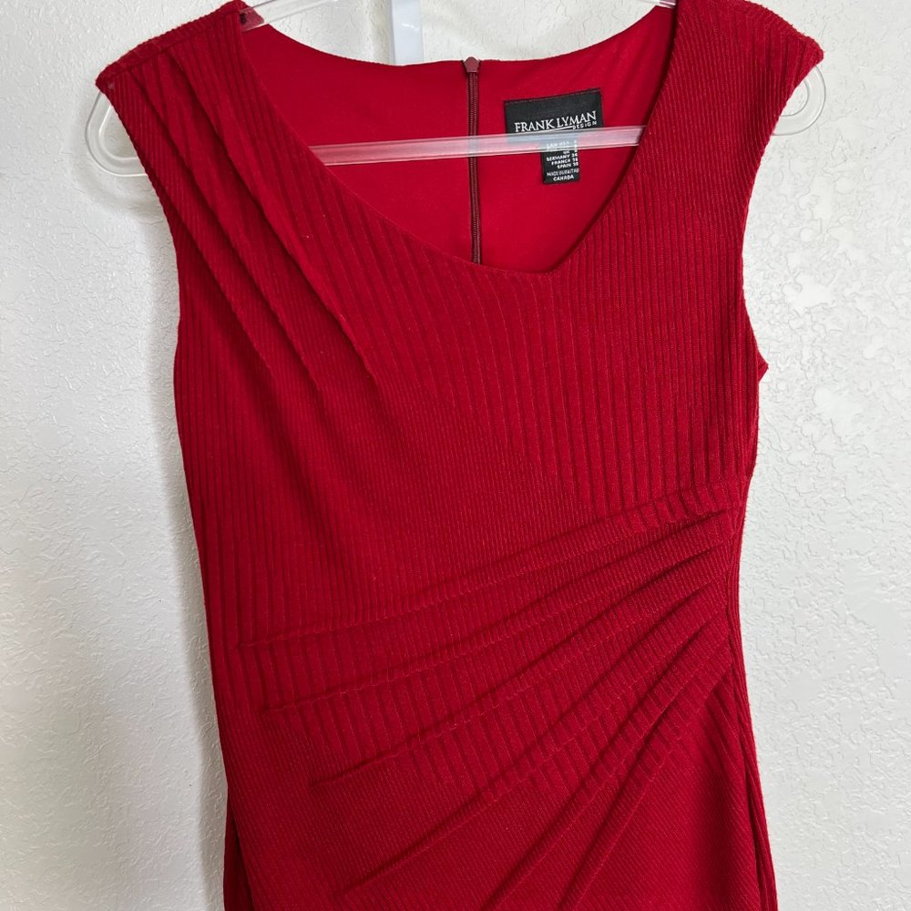 Frank Lyman‎ Design Cherry Knit Gathered Waist Midi Tank Dress Shapely Small - Picture 2 of 14